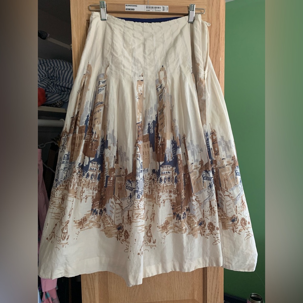 Talbots Cream Cityscape Petites Skirt
